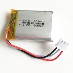 แบตเตอรี่ Li-Po 803040 3.7V 900mAh Lithium Polymer LiPo ชาร์จได้ แบบมีขั้ว 3สาย JST