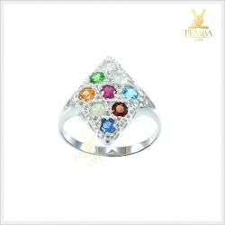 แหวนนพเก้าแท้ ตามตำรา เงินแท้925 ชุบทองคำขาว