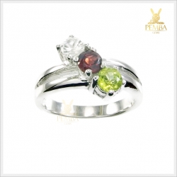 แหวนพลอยแท้ 3 สี เงินแท้925 เสริมเสน่ห์ น่ามอง แหวนพลอยแท้