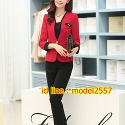 H6105006 ชุดกางเกงสูท ชุดสูท ชุดพนักงานต้อนรับ ชุดพนักงานออฟฟิค ชุดพนักงานห้างสรรพสินค้า ชุดเครื่องแบบพนักงาน ชุดพนักงานต้อนรับโรงแรม ชุดพนักงานต้อนรับร้านอาหาร H6105006 ดำ,ชมพู,แดง,ขาว S-4XL