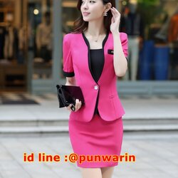 ชุดกระโปรงสูท ชุดสูท ชุดพนักงานต้อนรับ ชุดพนักงานออฟฟิค ชุดพนักงานห้างสรรพสินค้า ชุดเครื่องแบบพนักงาน ชุดพนักงานต้อนรับโรงแรม ชุดพนักงานต้อนรับร้านอาหาร H6105004 ชมพู ,ดำ,ขาว,ม่วง S - 4XL