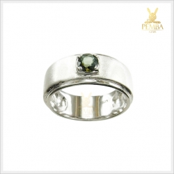 แหวนกรีนทัวร์มาลีนแท้ เงินแท้925 ชุบทองคำขาว เพิ่มความมั่นใจ