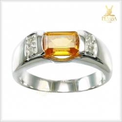 แหวนซิทรินแท้ เงินแท้925 ชุบทองคำขาว แหวนพลอยแท้