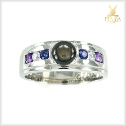 แหวน BlackStar Sapphire เงินแท้925 ชุบทองคำขาว งดงามสะดุดตา