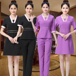 S6102003 ชุดพนักงานนวดสปา ชุดพนักงานเสริมสวย ชุดทำงาน ชุดสูท แขนยาว S6102003