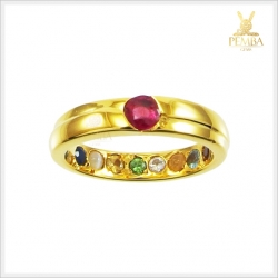 แหวนทองนพเก้าแท้ ฝังใต้ทองแหวน เสริมมงคลชีวิตทุกด้าน (สามารถสั่งทำได้ค่ะ)