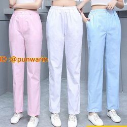 กางเกงหมอพยาบาล เอวขอบ TK6401002 สีภาพ S-3XL