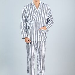 ชุดผู้ป่วย ชุดคนไข้ ชุดนวดสปบา ชุดนวนแผนไทย ชุดพักฟื้น ลายทาง สำเนา KU6410007 ภาพ S-3XL