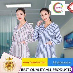 ชุดผู้ป่วย ชุดคนไข้ ชุดนวดสปบา ชุดนวนแผนไทย ชุดพักฟื้นลายทาง KU5410002 ภาพ S-3XL