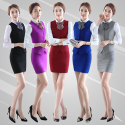 ชุดพนักงานออฟฟิต ชุดทำงาน ชุดสูท ชุดพนักงานต้อนรับ ชุดทำงาน N6202026 สีภาพ S-5XL