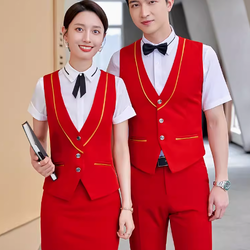 เสื้อกั๊กพนักงานไนท์คลับ KTV บาร์และเครื่องแต่งกายพนักงานหญิงเครื่องแบบเสื้อกั๊กโรงแรม SKU-03145 แดง ดำ กรมท่า M-4XL