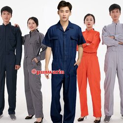 ชุดหมีช่างวิศวกรรมช่างไฟฟ้าอุตาสาหกรรมช่างก่อสร้างช่างประปาแขนยาว สีขาว สีกรมท่า สีส้ม B6209003 สีภาพ S-4XL