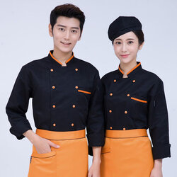 เสื้อเชฟ เสื้อพ่อครัว เสื้อแม่ครัว เสื้อพนักงานทำอาหาร เสื้อกุ๊ก แขนยาว ร้านอาหารตะวันตก C6209004 สีภาพ M-4XL