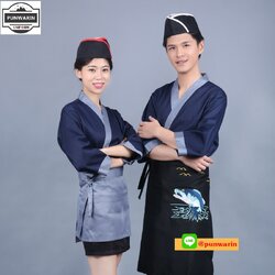 เสื้อพ่อครัวไตร์ญี่ปุ่น สำหรับห้องอาหารญี่ปุ่นเกาหลี เสื้อพนักงานต้อนรับบริการ G6607010