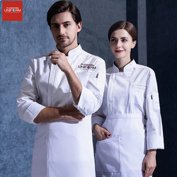 เสื้อเชฟ เสื้อพ่อครัว เสื้อแม่ครัว เสื้อพนักงานทำอาหาร เสื้อกุ๊ก M6807003 ขาว ดำ M-4XL