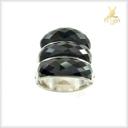 แหวนนิลแท้ 3 แถว ใส่ติดนิ้วสุดเก๋ เงินแท้925 ชุบทองคำขาว