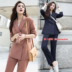 ชุดสูทสาวออฟฟิคสไตล์อังกฤษกระดุมสองแถว UP6301005 สีภาพ S-XL