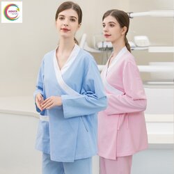 ชุดผู้ป่วย ชุดคนไข้ ชุดนวดสปบา ชุดนวนแผนไทย ชุดพักฟื้น KU6410001 ภาพ S-3XL