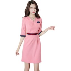 ชุดพนักงานนวดสปา ชุดพนักงานเสริมสวย ชุดทำงาน ชุดพนักงานต้อนรับ ชุดพนักงานคลีนิความงาม S6409003 เทา น้ำเงิน ชมพู S-3XL