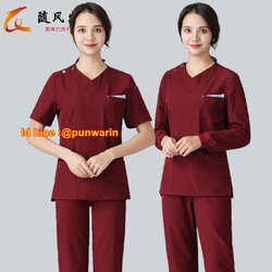 ชุดพนักงานต้อนรับสปา ชุดพนักงานคลีนิคความงาม ชุดทำงานห้องปฏิบัติการโรงพยาบาล TK6307001 สีภาพ S-3XL