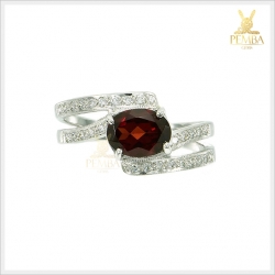 แหวนโกเมนแท้ ดีไซน์สุดเก๋ ใส่ติดนิ้วน่ารักๆ เงินแท้925 แหวนพลอยแท้