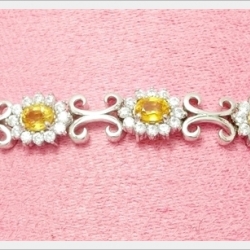 สร้อยข้อมือบุษราคัมแท้ เงินแท้ ชุบทองคำขาว