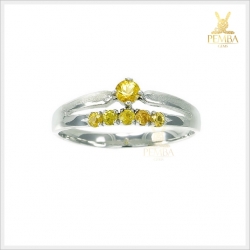 แหวนบุษราคัมแท้ สีเหลืองมะนาว เงินแท้ ชุบทองคำขาว แหวนพลอยแท้