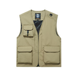 เสื้อกั๊กตาข่ายหลายกระเป๋าสำหรับปีนเขากลางแจ้ง เสื้อกั๊กถ่ายภาพ เสื้อกั๊กสัมภาษณ์ พิมพ์โลโก้ N6811001 สีภาพ S-6XL