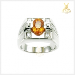 แหวนเพทายเหลือง เงินแท้925 ชุบทองคำขาว เปล่งประกายดั่งบุษราคัม