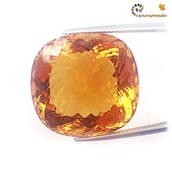 Rare!!! Citrine พลอยเนื้ออ่อนซิทริน ธรรมชาติ 100% รูปคูชชั่น Cushion ขนาดใหญ่ หนัก 45.80 กะรัต สีเหลืองเข้ม "สีแม่โขง" สวยหายาก สีเหลืองเข้ม "สีแม่โขง