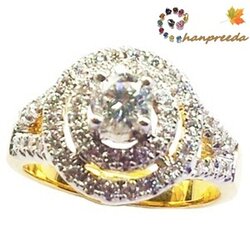 Diamond Ring แหวนเพชร ล้อมเพชร 2 ชั้น เพชรเม็ดกลาง 0.29 กะรัต เพชรล้อม 54 เม็ด หนัก 0.50 กะรัต GVVS หน้ากว้าง 1.1 ซม. ขนาด #48.5