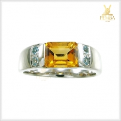 แหวนซิทรินแท้ เงินแท้925 ชุบทองคำขาว ท่านชายใส่เท่อย่างมีสไตล์