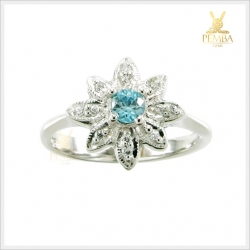 แหวนเพทายแท้ รูปดอกไม้ น่ารักๆ เงินแท้925 ชุบทองคำขาว แหวนพลอยแท้