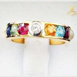 แหวนพลอยนพเก้า ทองแท้ เพชรแท้ (สามารถสั่งทำได้ค่ะ)