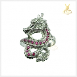 แหวนมังกร เงินแท้925 ชุบดำ เสริมโชคลาภ รุ่งเรือง