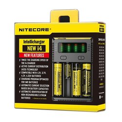 เครื่องชาร์จอัจฉริยะ Nitecore New i4 ชาร์จแบต Li-Ion, Ni-Cd, Ni-MH 4-ช่อง เสียบไฟ 220V AC