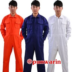 ชุดหมีช่างวิศวกรรมช่างไฟฟ้าอุตาสาหกรรมช่างก่อสร้างช่างประปาแขนยาว สีขาว สีกรมท่า สีส้ม B6209001 สีภาพ M-3XL