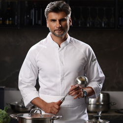 เสื้อเชฟ เสื้อพ่อครัว เสื้อแม่ครัว เสื้อพนักงานทำอาหาร เสื้อกุ๊ก แขนยาว ร้านอาหารตะวันตก C6706001 สีภาพ M-4XL