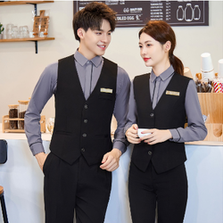 เสื้อกั๊กแยกชิ้นพนักงานไนท์คลับ KTV บาร์และเครื่องแต่งกายพนักงานหญิงเครื่องแบบเสื้อกั๊กโรงแรม SKU-03159 ดำ M-4XL