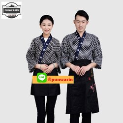 เสื้อพ่อครัวไตร์ญี่ปุ่น สำหรับห้องอาหารญี่ปุ่นเกาหลี เสื้อพนักงานต้อนรับ G6607006 สีภาพ S-2XL