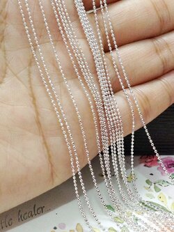 สร้อยคอเงินแท้ 92.5% ลายบอลตัดลาย สร้อยเส้นจิ๋ว เล่นแสงได้ดี ใส่เล่นๆชิลๆ(งานอิตาลี)