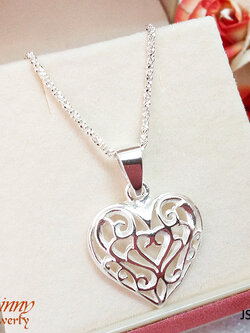 จี้เงินแท้ รูปหัวใจงานฉลุ