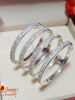 แหวนเงินแท้ ประดับเพชร cz เรียงกัน 4 วง