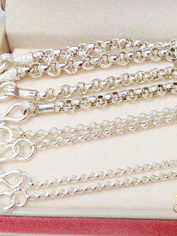 สร้อยเงินแท้ 92.5% ลายผ่าหวาย หนัก 1 สลึง-1บาทตัน (งานไทย)