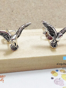 ต่างหูเงินแท้จิ๋ว รูปนกรมดำ