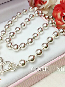 สร้อยคอเงินแท้ 92.5% สร้อยเส้นใหญ่ ห้อยพระ 1 องค์ ลายบอล เม็ดปะคำ หนัก 1-2 บาท (งานไทย)