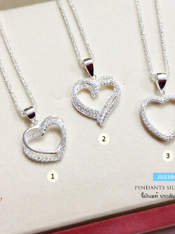 จี้เงินแท้ 92.5% รูปหัวใจ ประดับเพชรสวิส cz (เฉพาะจี้ ไม่รวมสร้อย)