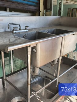 อ่างสแตนเลส2ช่อง มีที่พักจาน ยาว183ซม