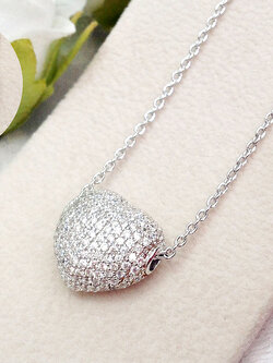 สร้อยเงินแท้ชุบโรเดียม พร้อมจี้รูปหัวใจ