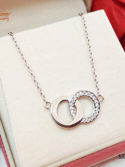 สร้อยคอเงินแท้ พร้อมจี้หัวใจประดับเพชร cz